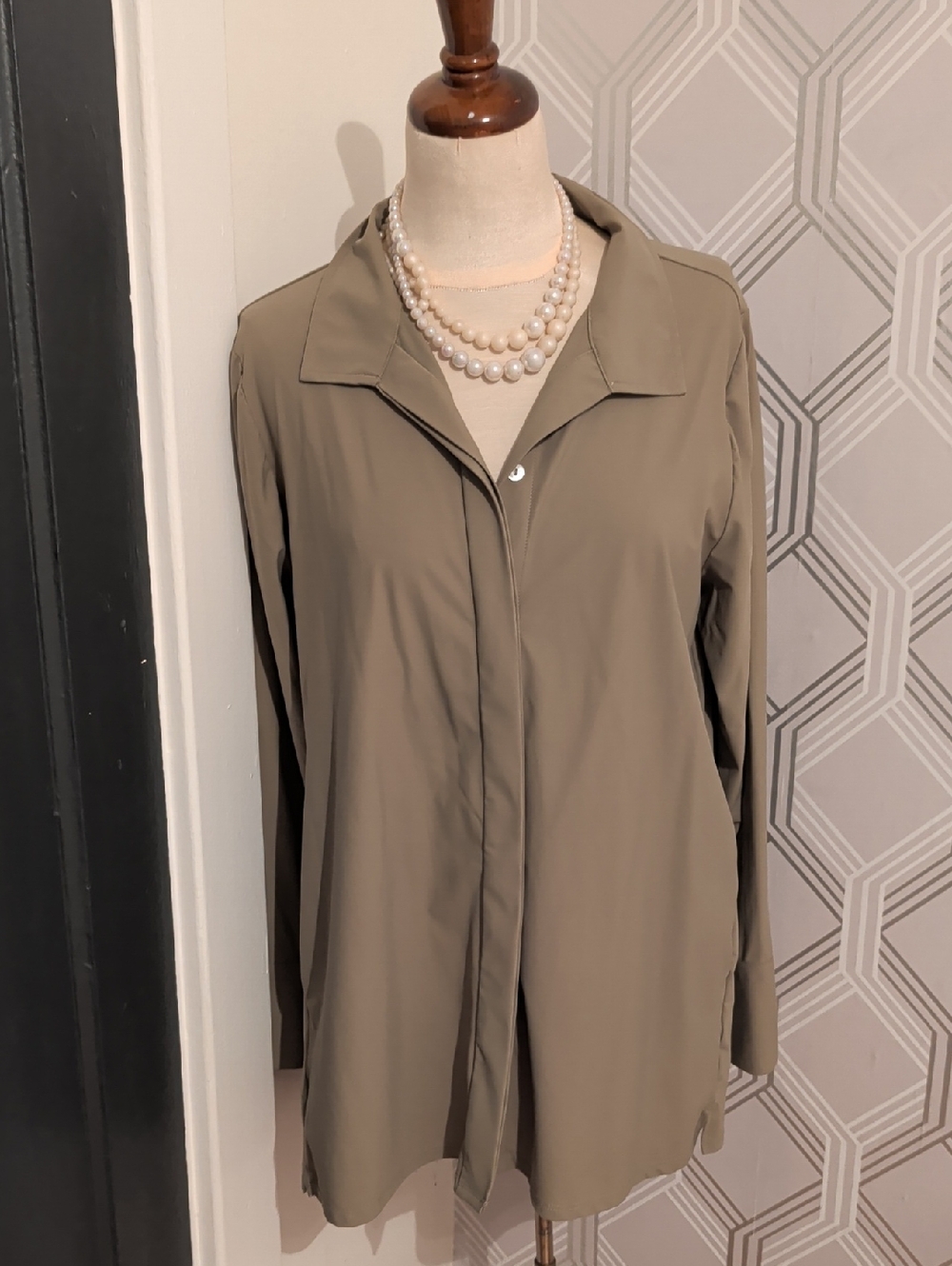 MarlaWynne Olive Green Long-Sleeve Button Down Shirt